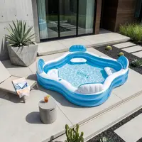 Piscina gonflabila de gradina Intex, cu 4 locuri si spatar, din PVC, dimensiune 229 x 229 x 66 cm, volum 882 L