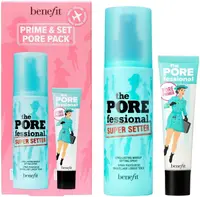 Benefit Set Prime & Set Pore Pack - Bază de machiaj și spray fixator, 22 + 120 ml