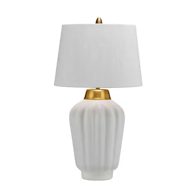 Veioza Bexley 1 Light Table Lamp – White & Brushed Brass