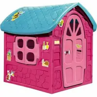 Casuta mare de gradina pentru copii Dohany Play House Magenta 113x111x120 cm, utilizare interiorexterior, ferestre cu deschidere
