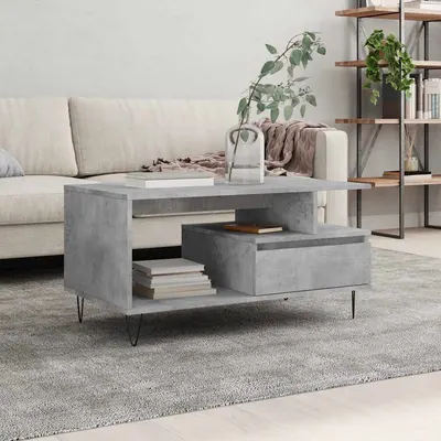 vidaXL Măsuță de cafea, gri beton, 90x49x45 cm, lemn prelucrat