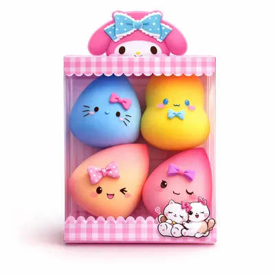 Set 4 Bureți Machiaj Beauty Blender Multicolor pentru Fond de Ten