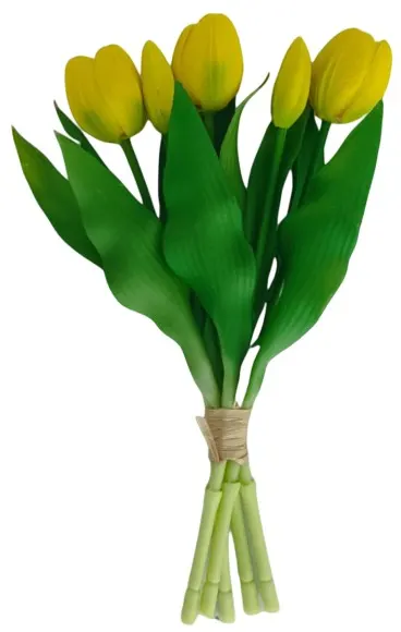Buchet decorativ Morello - Senzație delicată, lalele, 5 bucăți, galben