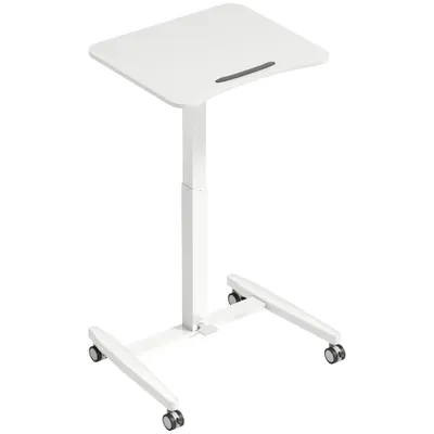 HOMCOM Birou Reglabil pe Înălțime, Blat Inclinabil, Roți și Cadru din Oțel, 60,5 x 52 x 75-114 cm, Alb | Aosom Romania