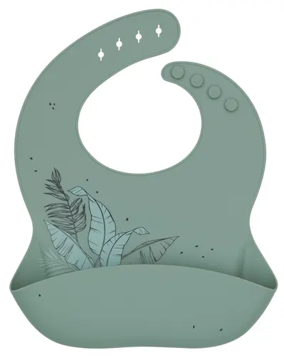 Bavetă din silicon KikkaBoo Platinum Silicone - Flora, Sage