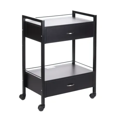 Dulap cosmetic depozitare, 2 sertare, 4 roti, negru