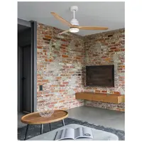 Lustra cu ventilator NATURE Mat Alb Otel & Sticla Oak Lemn DC 25W AC220-240V