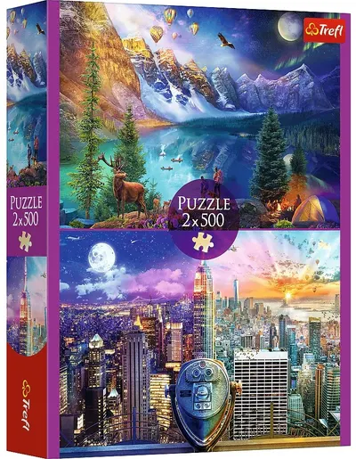 Puzzle Trefl din 2 x 500 piese - Călătorie în America