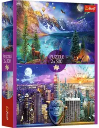 Puzzle Trefl din 2 x 500 piese - Călătorie în America
