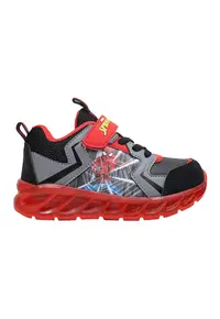 Pantofi sport cu velcro si imprimeu Spiderman - Negru/Rosu vermillion/Gri inchis