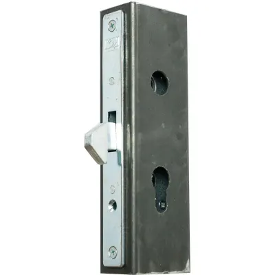 Carcasa metalica cu broasca pentru usi/porti glisante, dedicata profilului de 40x60 mm, incuietoare cu carlig