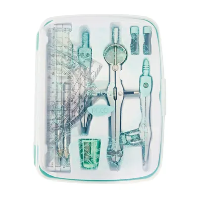 Trusa geometrie plastic 13 piese, Daco