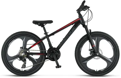 Bicicleta copii MTB Umit Accrue, 2D , negru rosu , roata 24 , cadru aluminiu