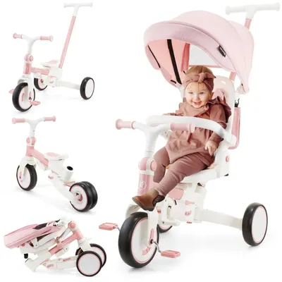 Triciclu HYPERMOTION 8 în 1 pliabil cu pusher și roți EVA