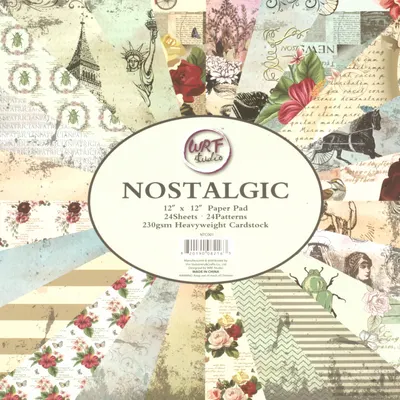 Carton de designer Em art - Nostalgic, 230 g/m2, 30.5 x 30.5 cm, bilateral (24 de modele, 24 de coli)