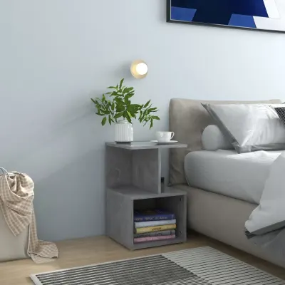 vidaXL Noptiere, 2 buc., gri beton, 35x35x55 cm, PAL