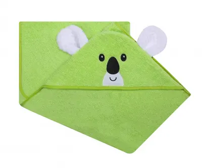 Prosop de baie cu gluga cu urechi din bumbac 80x80 cm Green Koala