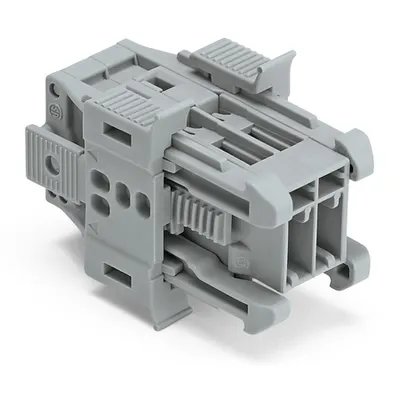 1-conductor male connector; Snap-in flange; 4 mm²; Pin spacing 5 mm; 2-pole; 4,00 mm²; gray