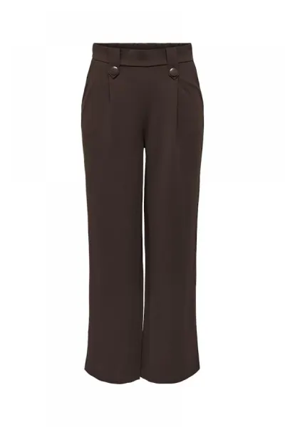 Pantaloni maro cu talie inalta si croiala lejera