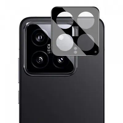 Folie de protectie Camera Spate Techsuit pentru Xiaomi 14, Sticla Securizata, Neagra