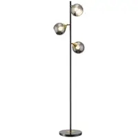 HOMCOM Lampă de Podea cu 3 Abajururi, Lampă pentru Camera de Zi cu Abajur Glob din Sticlă(Becul nu este inclus), Φ36x162 cm, Gri | Aosom Romania