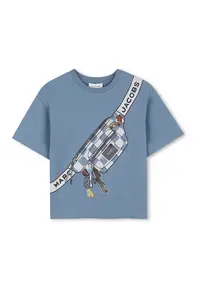 Tricou de bumbac cu imprimeu grafic - Alb/Negru/Albastru lavanda