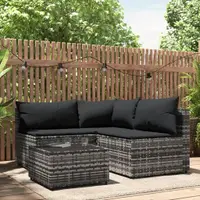 Gossi set mobilier de gradina cu perne, 4 piese, gri, poliratan