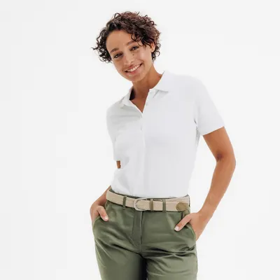 Tricou polo golf din bumbac și poliester MW500 Alb Damă