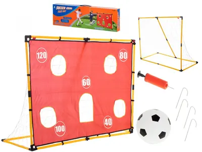 Set poarta de fotbal pentru copii, Ikonka, cu pompa si minge incluse, dimensiune 156 x 70 x 107cm, Soccer Goal