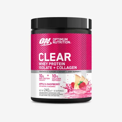 Izolat de proteine Clear whey cu colagen, mere și zmeură 240g