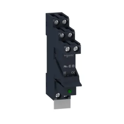 Releu de conectare pre-asamblat cu soclu, Harmony Electromechanical Relays, 16A, 1CO, cu LED, fara buton de testare blocabil, cu surub, 230V AC