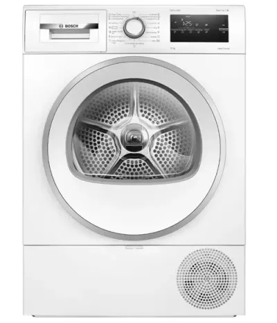 Uscator de rufe Bosch WTH85293BY Seria 4, 8 kg, Clasa D, Condensare si Pompa de caldura, AutoDry, Uscare rapida 40 min (Alb)