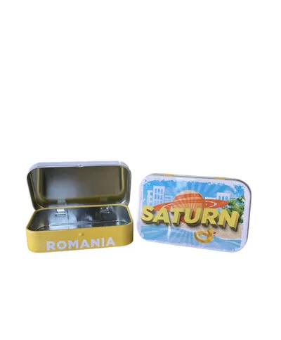 Caseta Memory Box Engros, din metal, SUVENIR SATURN, 9 x 6 x 2 cm
