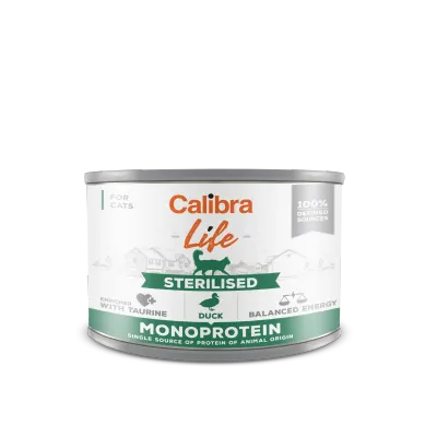 Hrana umeda pisici, Calibra Cat Life Sterilised Duck, 200 g