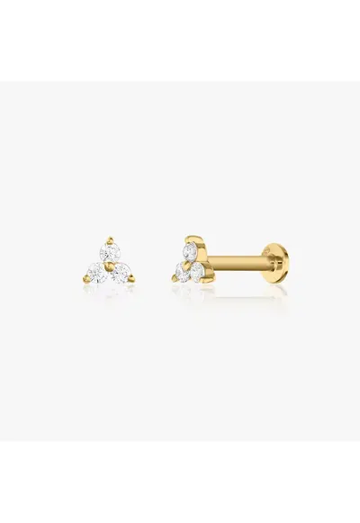 Cercei piercing labret din aur galben Petals - Zirconiu