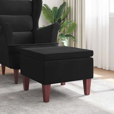 vidaXL Scaun cu picioare din lemn, negru, catifea