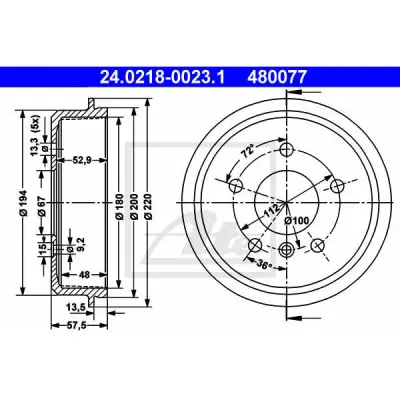 Tambur frana ATE 24.0218-0023.1
