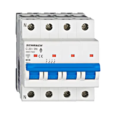 Intrerupator automat tetrapolar MCB, AMPARO 6kA, C 20A, 3P+N