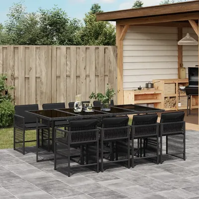 Gossi set mobilier de gradina cu perne, 9 piese, negru, poliratan