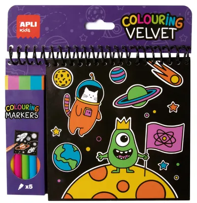 Carte de colorat de catifea + 5 markere colorate