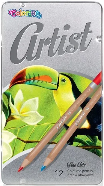 Creioane colorate Colorino Artist - in cutie metalica, 12 culori