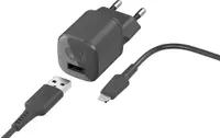 Încărcător Fresh N Rebel - Mini, USB-A, cablu Lightning, gri inchis
