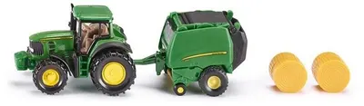 Mașinuță din metal Siku - Tractor cu balotiera John Deere, verde