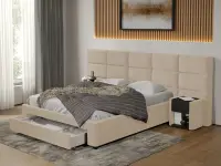 Pat tapitat Cico cu sertar 287 x 114 C2 din piele/stofa Bej - Falcone 102