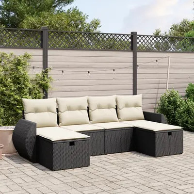 Gossi set mobilier de gradina cu perne, 6 piese, negru, poliratan