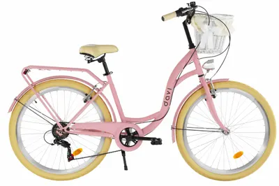Bicicleta copii Davi Amelia, 6 viteze, 24″, 130-165 cm, Roz/Crem