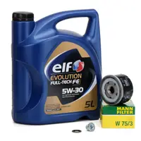Pachet Revizie Ulei Motor Elf Evolution Full Tech FE 5W-30 5L + Filtru Ulei Mann Filter Nissan Primera 2002 W75 3 + Buson Golire Baie Ulei Fa1
