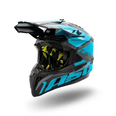 Casca motocross atv copii Asix 127, culoare negru albastru, marime YS, 51-52cm
