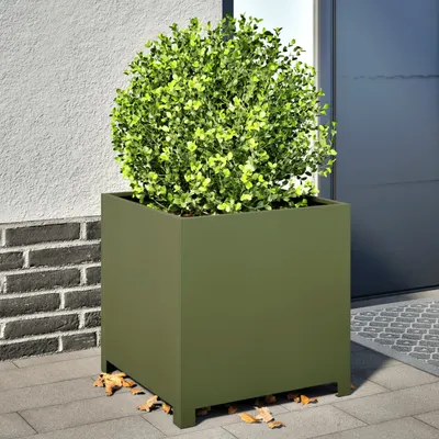 Gossi jardiniera de gradina, verde masliniu, 50x50x50 cm, otel
