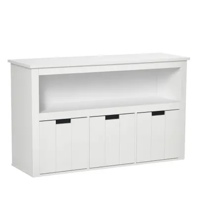HOMCOM Bufet de Salon cu 3 Sertare Mobilizabile și Rafturi Deschise pentru Cărți Jucării Dulap Auxiliar de Depozitare pentru Dormitor Bucătărie 102x33x61,5 cm Alb | Aosom Romania